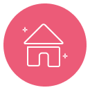 En rosa vektor ikon med ett rent hus i