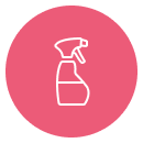 En rosa vektor ikon med en städflaska i 