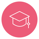 En rosa vektor ikon med en skolhatt i