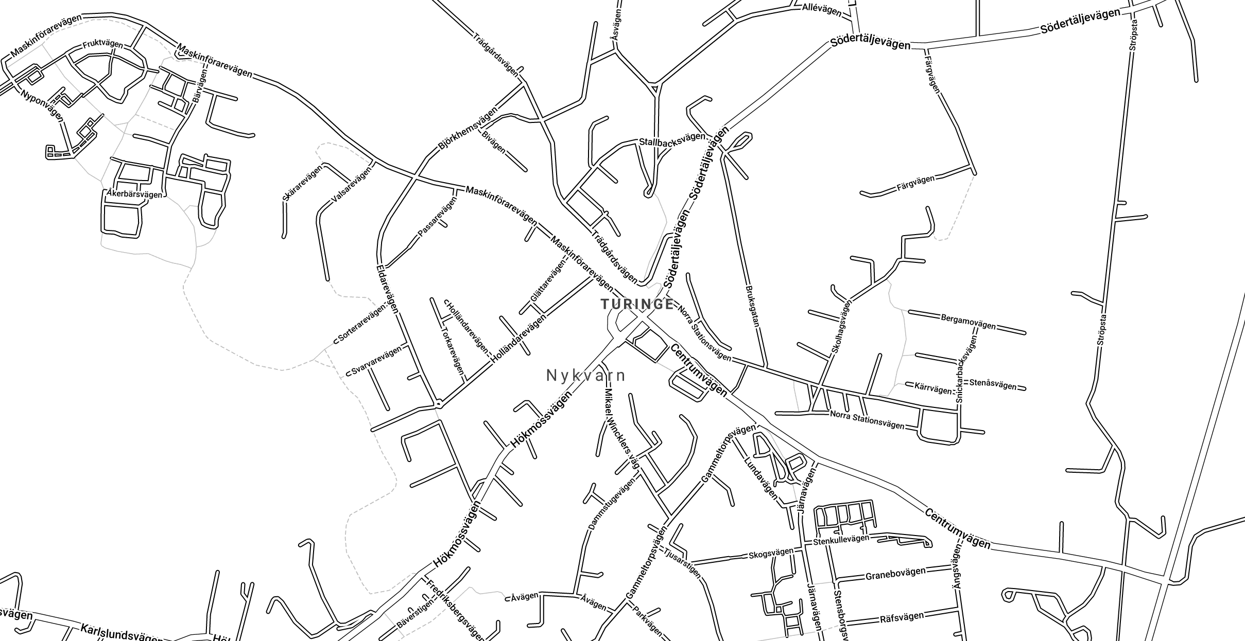 En karta över Nykvarn, området vår städfirma utgår från